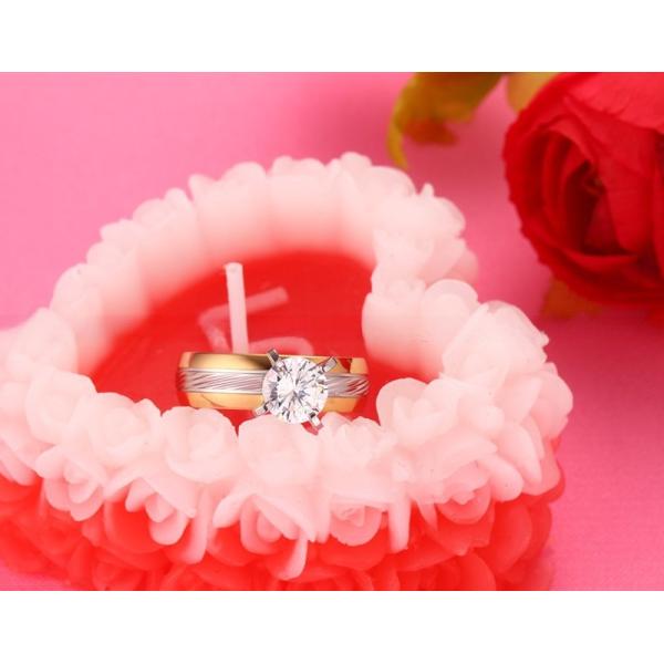 Couple Stainless Steel Wedding Band Set Yellow Gold Filled Round CZ for Women Men