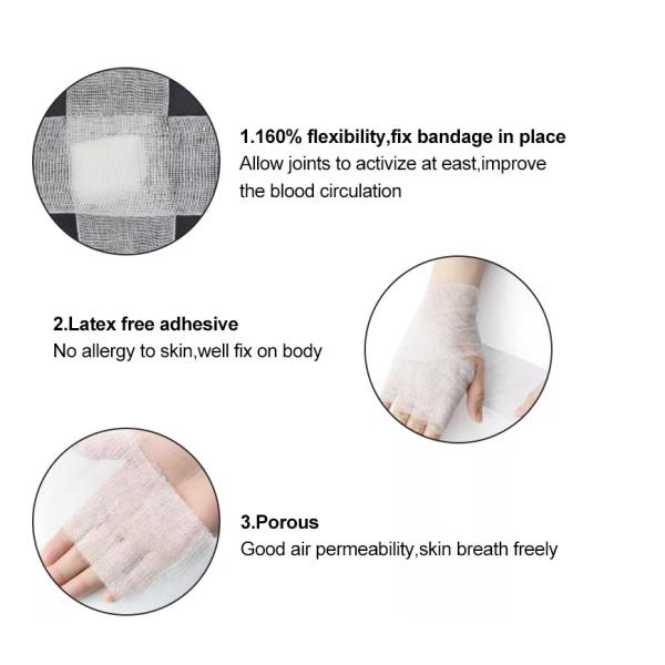 Повязка скорой помощи PBT отбелила эластичную повязку марли соответствуя