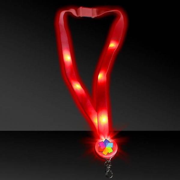 LED Lanyards Hold ID Badge Light Up LED Flashing Lanyard necklaces are great for trade show logo printed lanyards