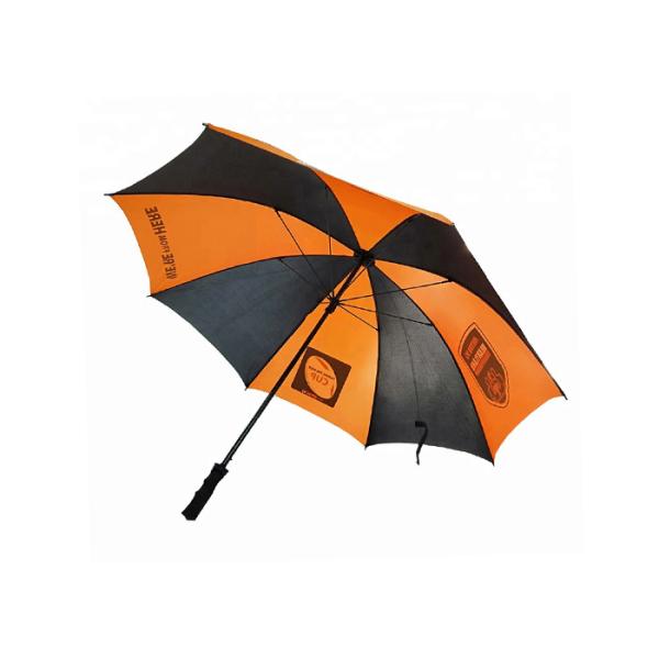 Orange And Black Compact Golf Umbrella Polyester / Pongee Fabric For Travel