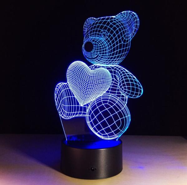 Teddy Bear 3D Night Light 7 Colors Change with Remote Control Good Night light for Nursery or Kids Bedroom
