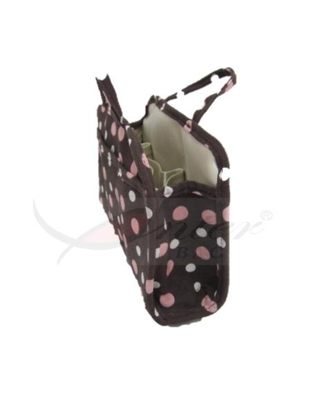 Easy Carry Brown Travel Cosmetic Bags Dot Printing OEM / ODM Acceptable  