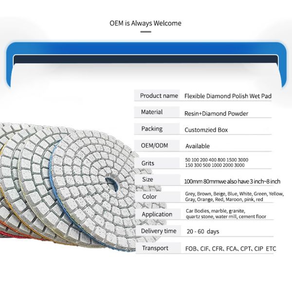 4 Inch Diamond Polishing Pads with 5/8