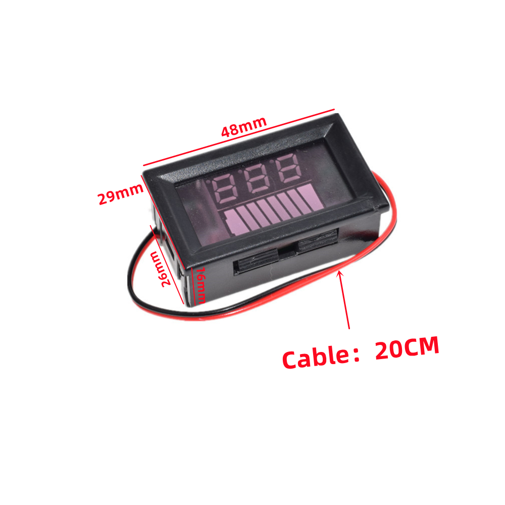 LED Voltmeter Display for Car Battery Charge Level Indicator 12V-72V DC Power Lithium Battery Capacity Meter Tester
