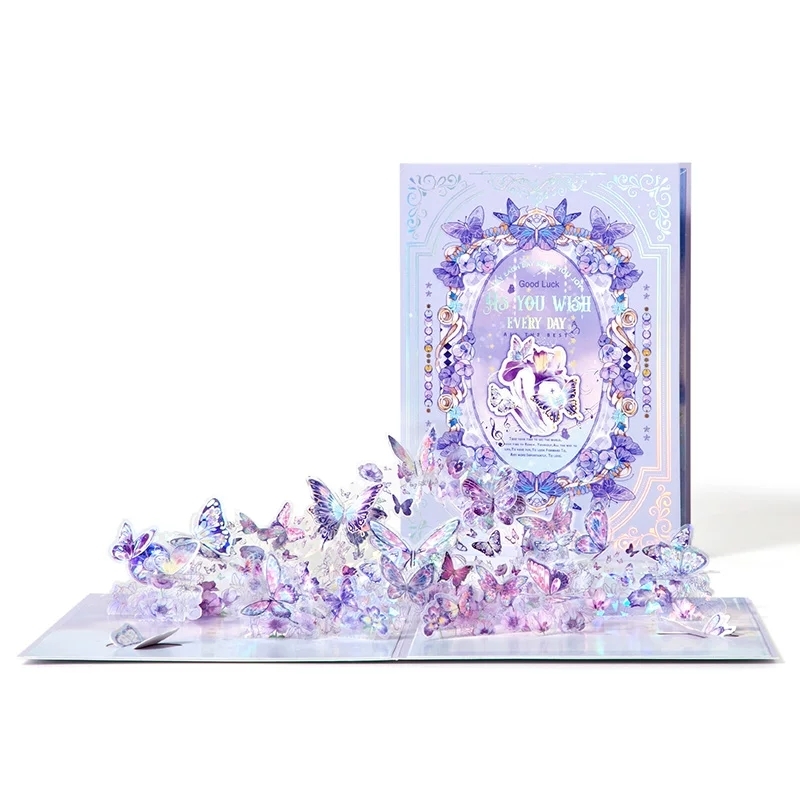 3D Butterfly Pop Up Greeting Cards With Holographic Foil For Birthday And Holidays