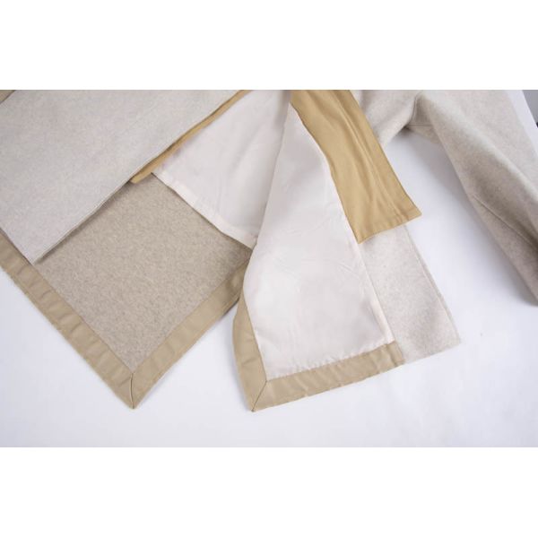 Women's Wool-Blend Long Coat with Contrast Hood and Relaxed Straight Fit in Light Oatmeal