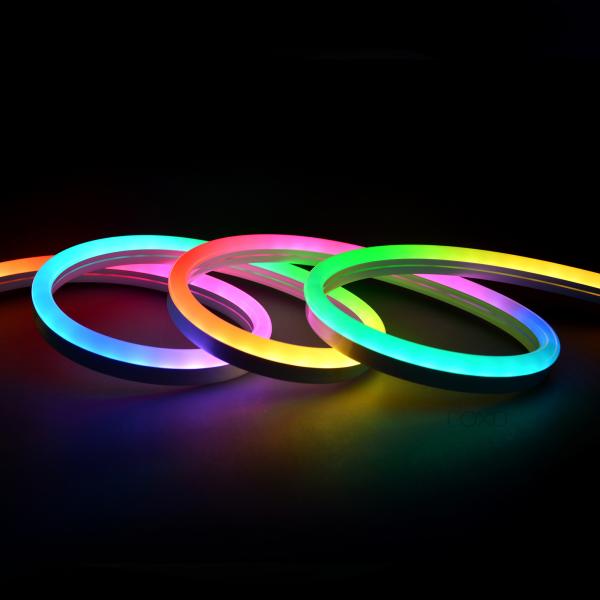 Dream Color RGB Flex Tube LED Neon Rope Light Double Side Lighting 120pcs SMD2835 LEDs per Meter Waterproof Eco PVC Material