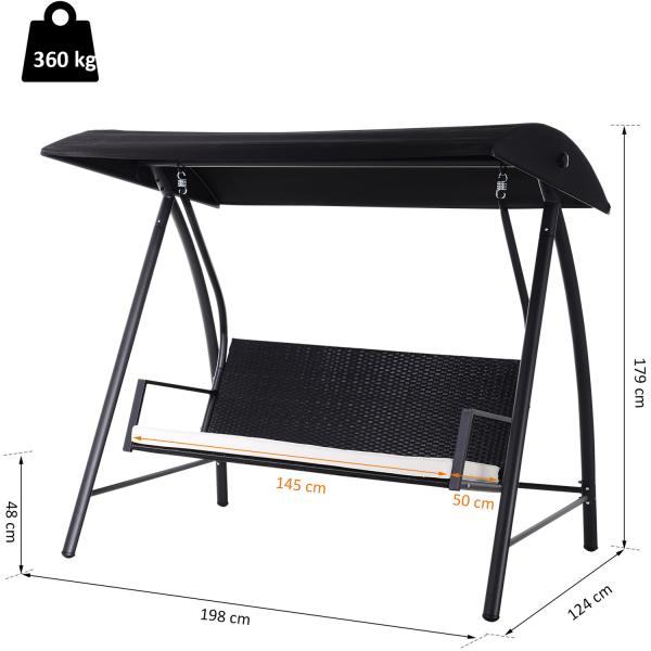 Mail packing Y AJUNION Garden Porch Swing Chair Wicker Seat Hanging Chair Patio Swings with Canopy