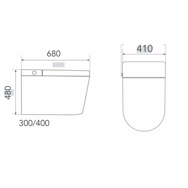 Tankless Modern Smart Toilet Water Efficient Siphonic WC Pan 410x680x480mm Orin ORW10