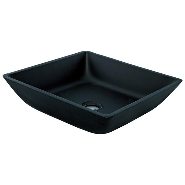 Washroom Matt Black Basin Square Vessel Sink 400mm Tempered Glass
