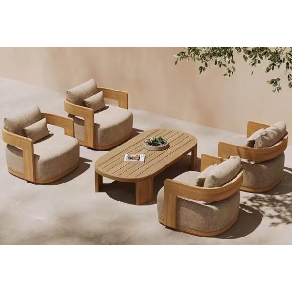Luxury Teak Wood Outdoor Garden Sofa Set Patio Furniture for Villa Resort Hotels and Balconies