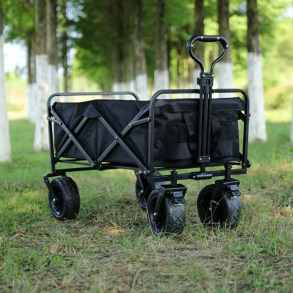 Structure Roll Container Beach Wagon for Shopping Storage Tools Pets Portable Picnic Cart Black