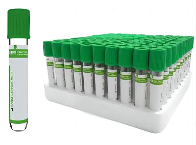 CE ISO Green Cap Lithium Heparin Disposable Vacuum Blood Collection Tube With Rubber Plug