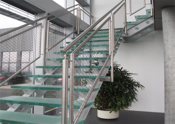 Ferrule AISI 304 Stainless Steel Rope Mesh Balustrade Railing Fencing By Hand Woven