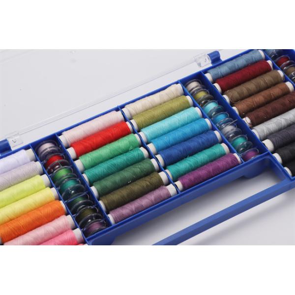 Хранилище коробки из швейной нитки 64 цвета Полиэстер 32 PCS Швейная нитка катушки и 32 PCS Передняя закрутка Боббины цвет