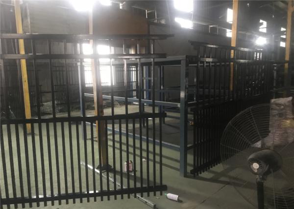 Steel fence 2100mmx2400mm Panels Stain Black Interpon Powder Rail 40mm and 50mm Upright 25mm