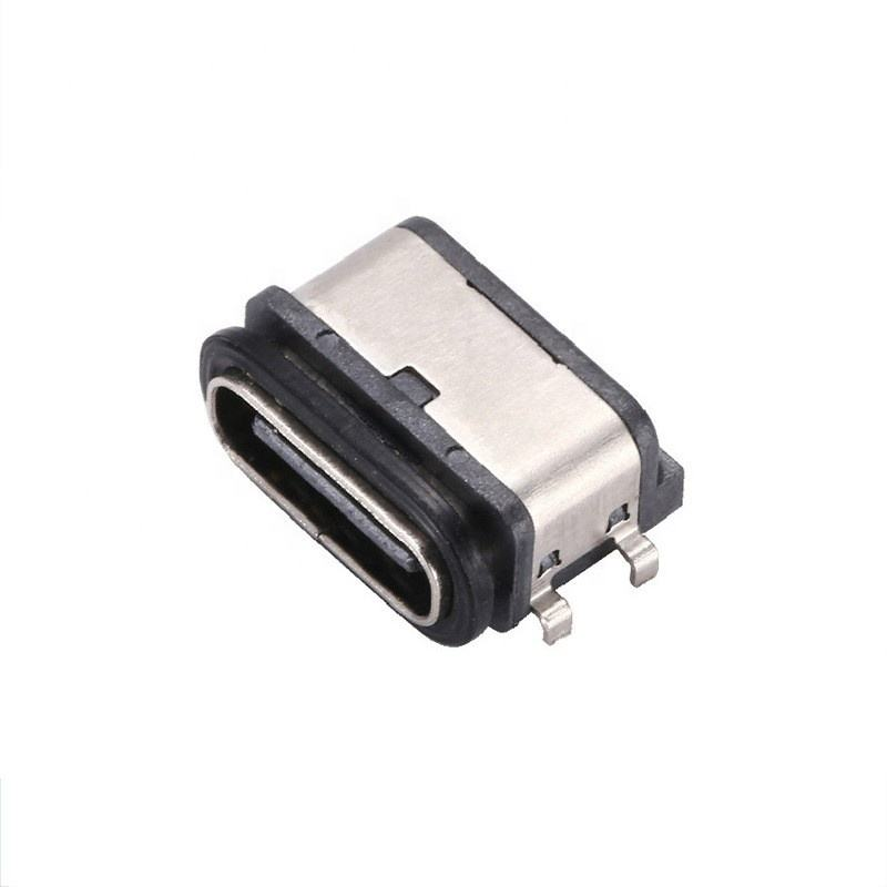 Type C 6-Pin Female IPX7 Waterproof USB Connector Horizontal SMT Mounting Data Transfer