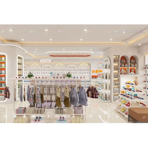 BBC028 Fashionable And Minimalist Style Baby Store Display Rack Eco-Friendly Shop Showcase Fashion Shop for Baby