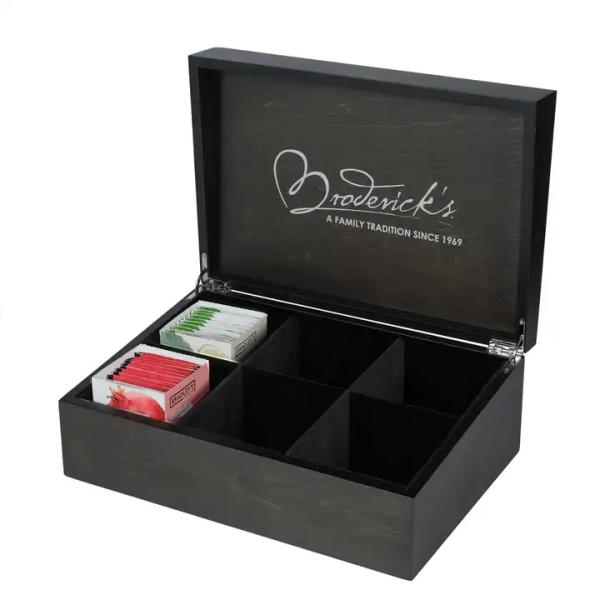 Boîte à thé en bois faite à la main Boîte à thé en bois noir