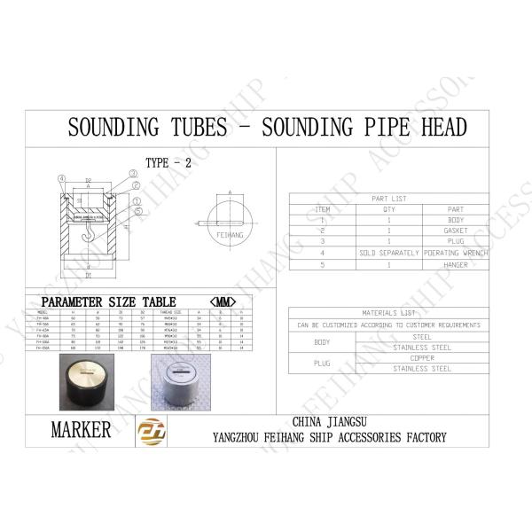 Durable Sounding Pipe Head A50 CB/T3778 with 76mm Outside Diameter and Copper Lid Carbon Steel Body