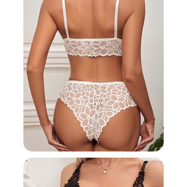Women Lingerie Set Underwear Sexy Lace Wire-free Bra Set Gather Seamless Triangle Cup Bra Underwear Women's Small Breast