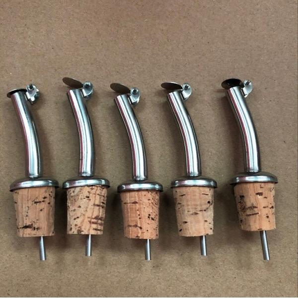 Hot sell stainless steel oil pourer spout with nature cork stopper