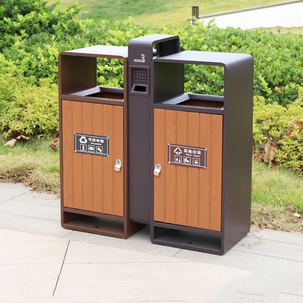 Brown Stainless Steel Waste Bin Metal Garbage Container Trash Bin
