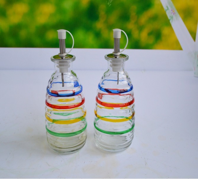 GLASS OIL&VINEGAR BOTTLE SALT&PEPPER BOTTLE