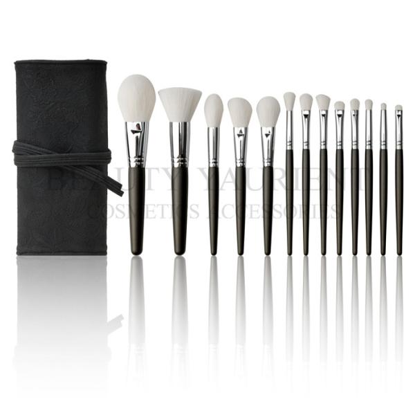 13pcs Private Label Makeup Brushes Set With Chromeplate Brass Into Cosmetic Bag