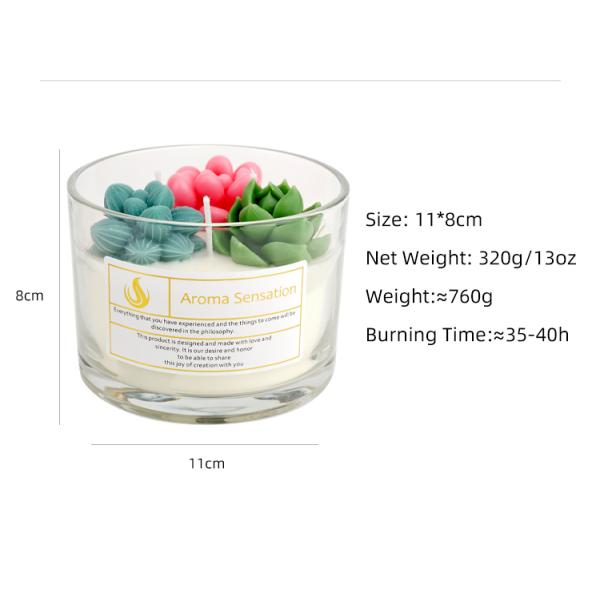 Parties Glass Jar Scented Candle 3D Flower Home Decor Fragrance Candle Custom Logo