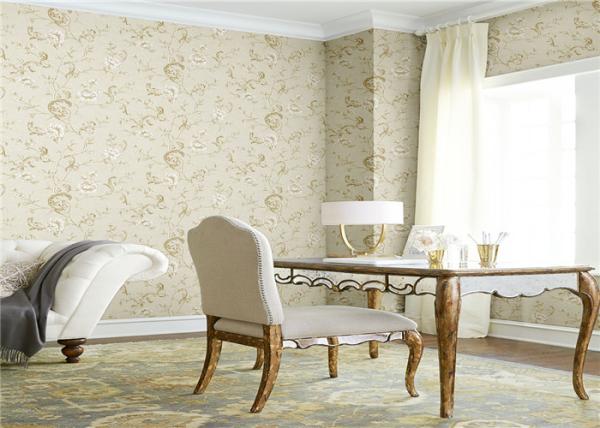 Damask Flower Pattern Wallpaper House Decor With American Style , Eco Friendly