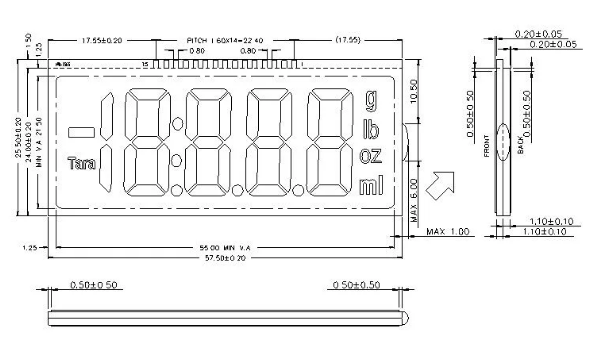 Черный фон VDD 2,9V положительный ЖК-дисплей для прибора