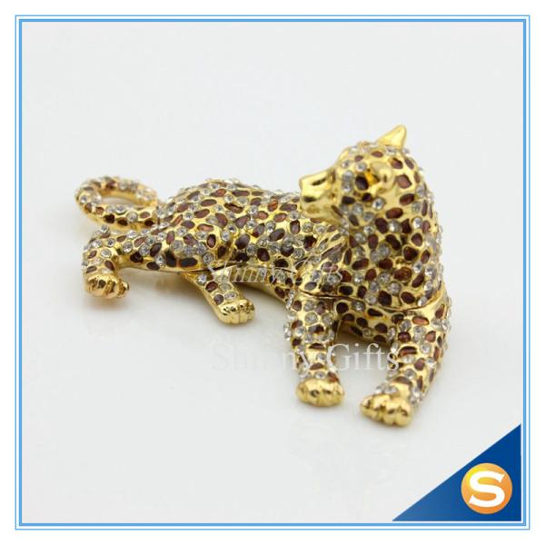 Fashion Home Decorative Box Pewter Materials Handmade Trinket Box Leopard Statue Jewelry Box