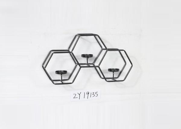 Black Silver Wall Decoration Hexagonal Sconce Candle Holder