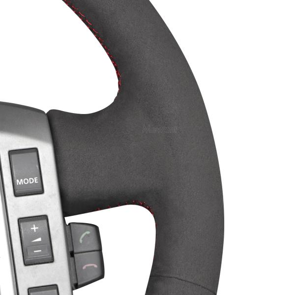 Hand Stitched Faux Black Suede Red Strip Steering Wheel Cover for Land Rover Discovery 3  2004-2009
