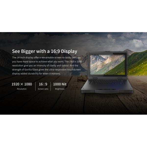 14-дюймовый прочный ноутбук Win 10 IOT/Win 11Pro/Win 11Home GNSS Опциональный GPS Beidou включен