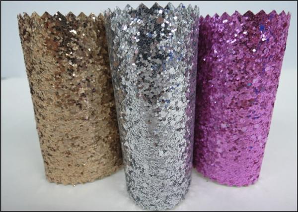 Custom Design Grade 3 PU Glitter Fabric 0.7mm For Making Hair Accessories