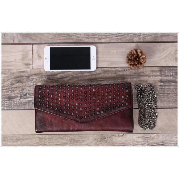 New England retro leather ladies clutch evening bag temperament rivet bag hand