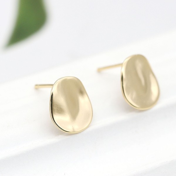 Wholesale Diy Earring Accessories Fashion Hypoallergenic 925 Silver Needle Disc Earrings Glossy Women's Earrings