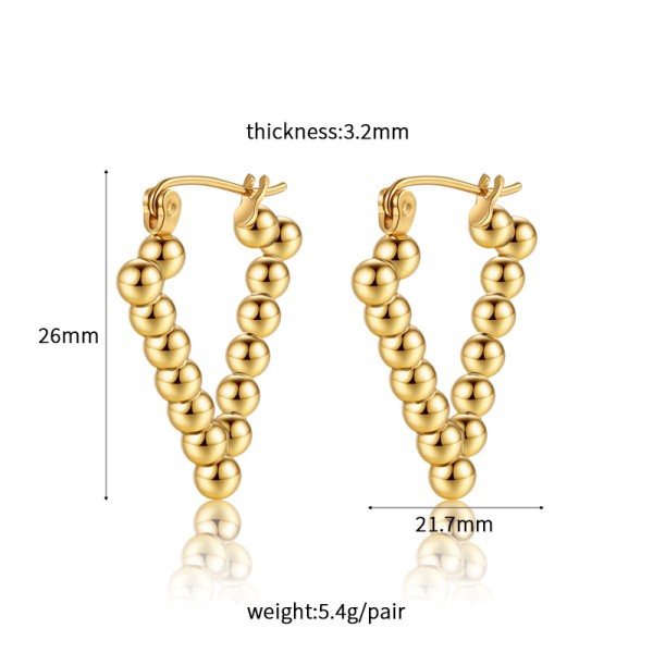18K Vacuum Gold-Plated Fashion Stainless Steel Round Earring Female Geometric Earrings