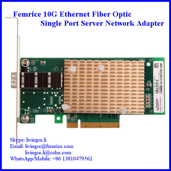 Femrice 10 Gigabit Ethernet Fiber Optic Adapter, Single Port Server Network Interface Cards, 1xSFP+ Network Adapter