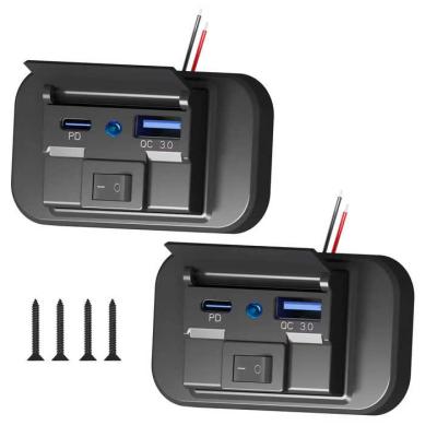 54W QC3.0+PD Dual USB RV USB Charger With Switch For Multi Vehicle