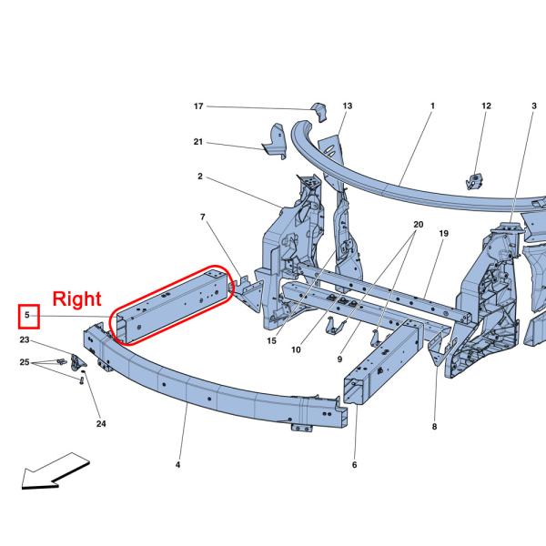 For Ferrari 488 GTB Front Frame Right Front Mounting Crossbeam OEM 312858