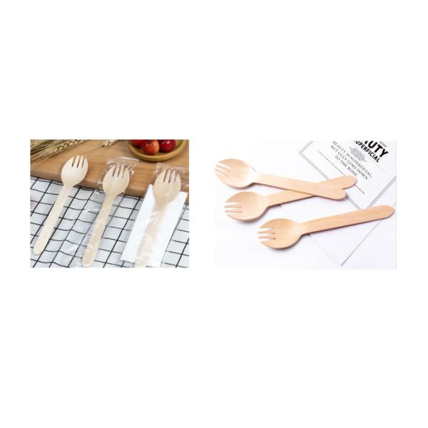 FSC 100% Birch Wooden Disposable Wooden Utensils Spork 140mm