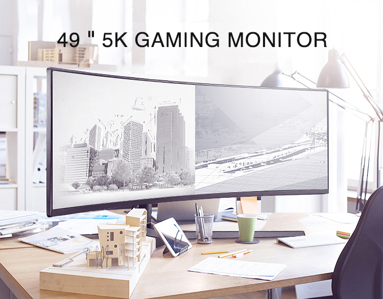 49 Inch 120Hz Gaming Desktop Monitor Frameless Curved Widescreen