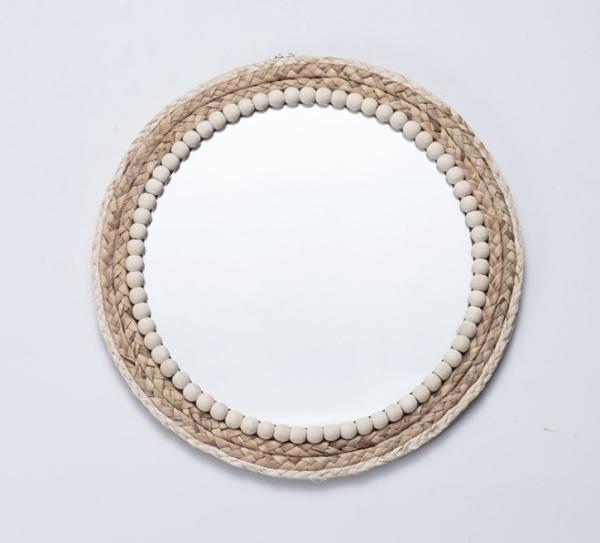 Design Hotel Bathroom Large Wall Decorative Woven Custom Framed Wooden Rattan Wicker Willow Mirror