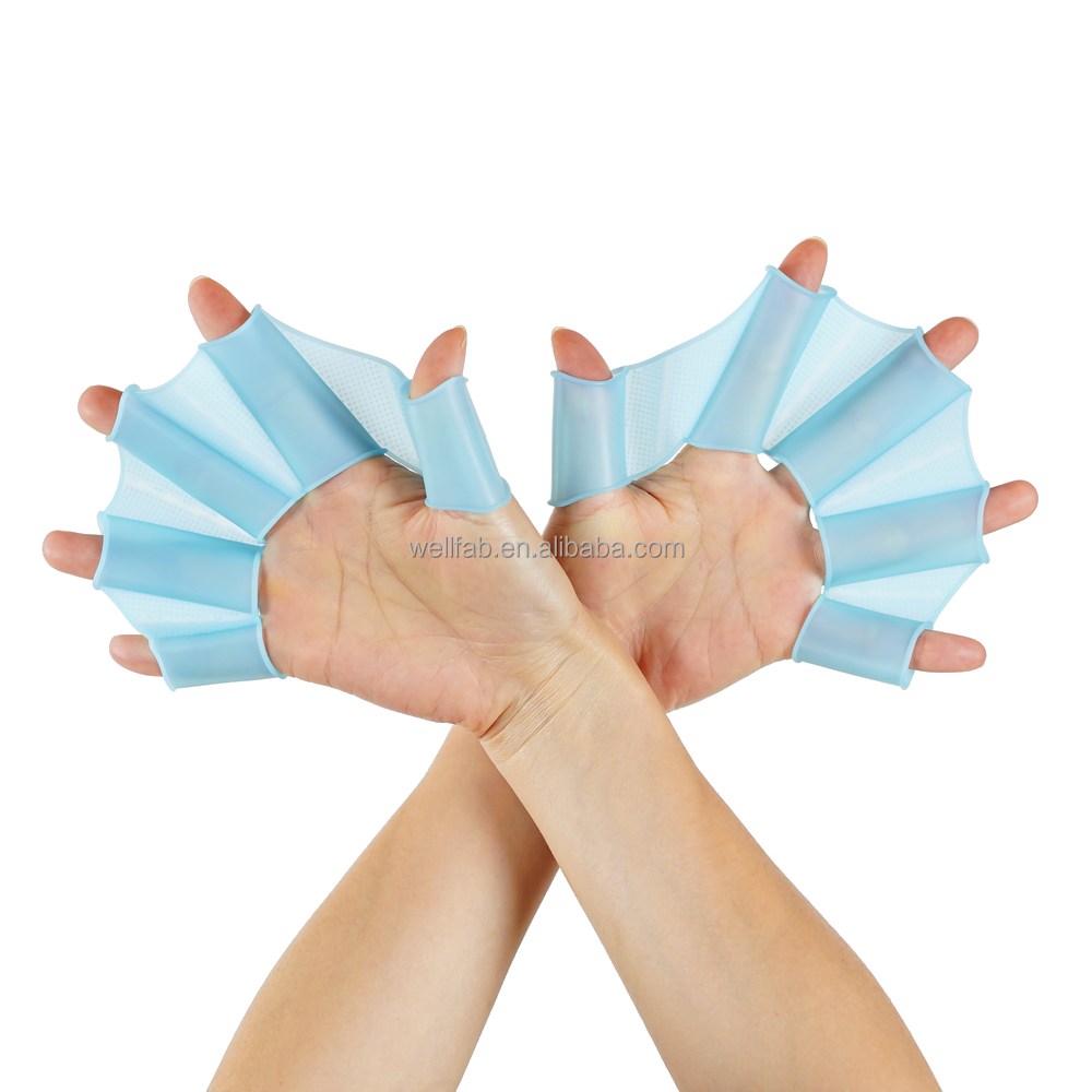 Silicone Finger Fin Swimming Hand Paddles Durable Swim Training Gloves For Adult