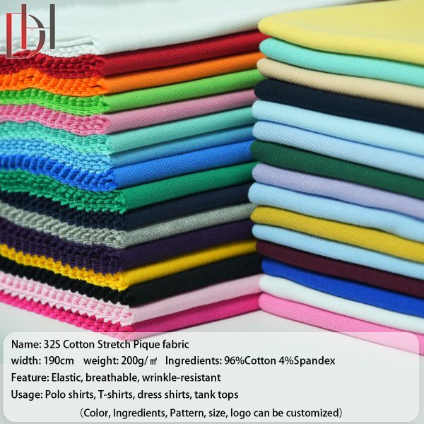 High Quality Comfortable Breathable Rib Plain Dyed 96% Cotton 4% Spandex Jersey Polo Pearl Fabric