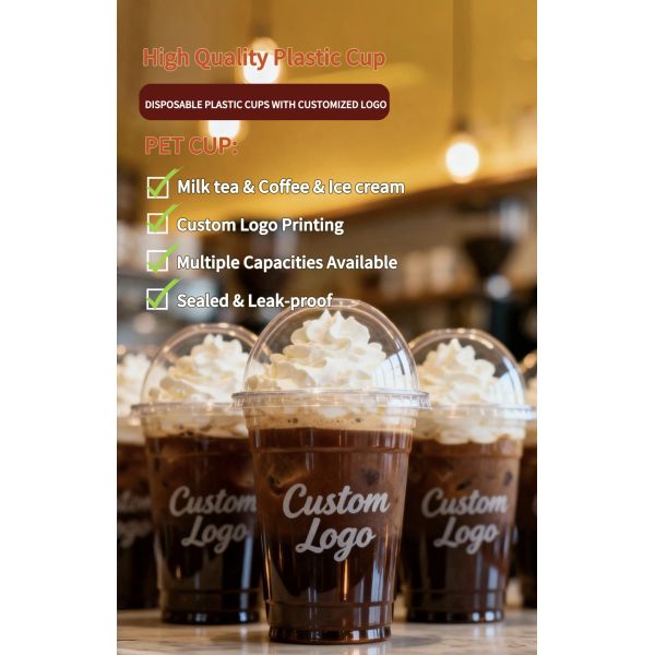 Printed Logo 16oz Clear Iced Coffee Soda Food Grade Cold Drink Plastic PET Cups