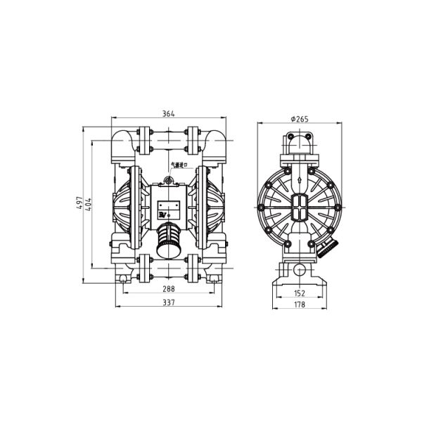 New Design Pneumatic Diaphragm Pump with 340L/M Flow Rate and 120 psi Max Pressure for Industrial Applications